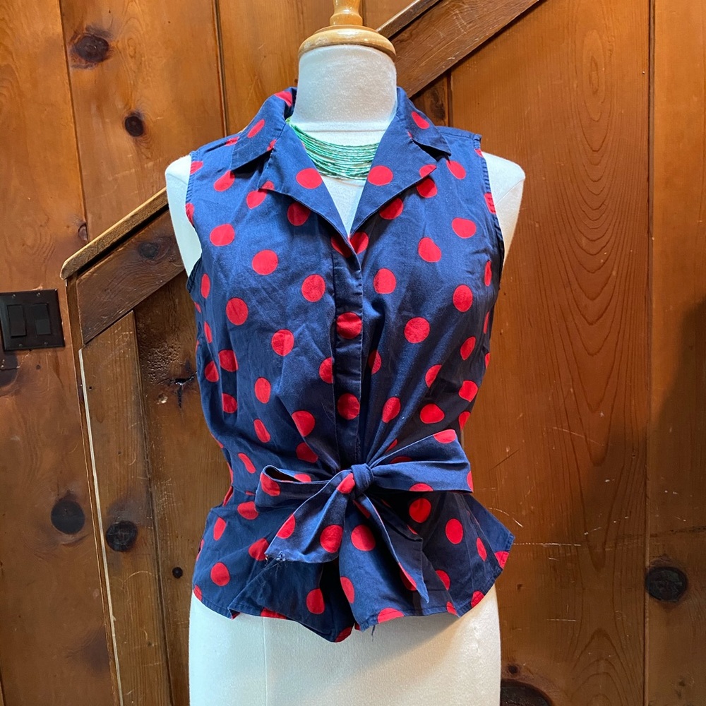 Vintage Jones New York Polkadot Button Sleeveless